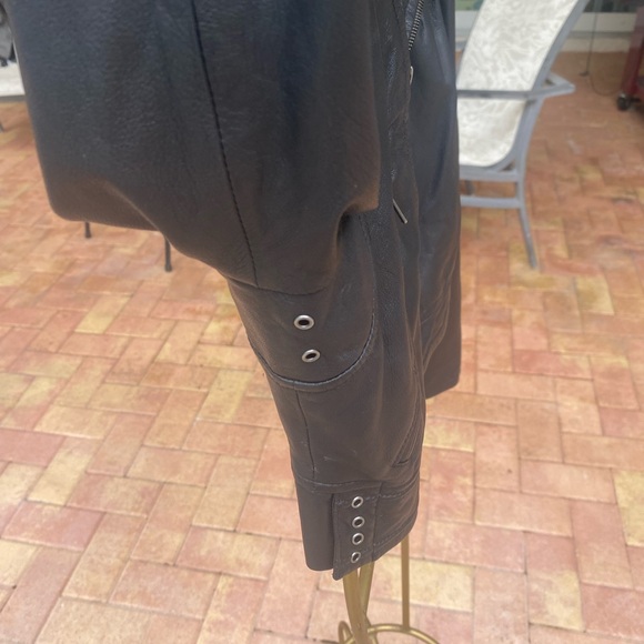 Joie black leather jacket with silver stud detail - Picture 3 of 11